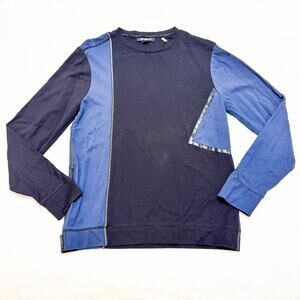 Karl Lagerfeld Men Navy Blue Shirt Assymetrical Design Pockets Size Small EUC